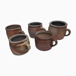 Antike französische Keramikkrüge aus Steingut, 1890er, 5 . Set