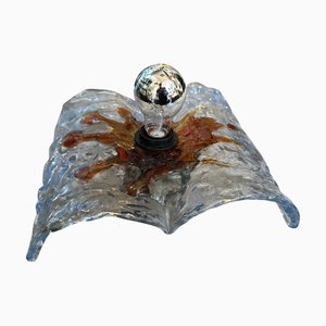 Space Age Clear and Brown Murano Glass Wall Sconces attributed to Mazzega, 1970s