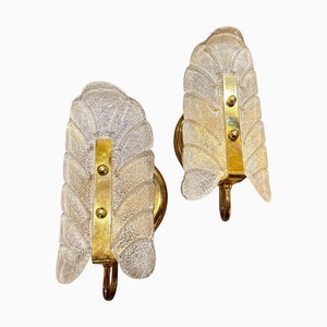 Mid-Century Modern Brass and Murano Glass Wall Sconces from Barovier, 1970s, Set of 2