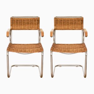 Set of Vintage D40 Cantilever Chair in Rattan by Marcel Breuer for Tecta, 1980s
