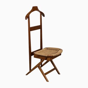 Wooden and Straw Folding Seat Coat Stand, 1960s