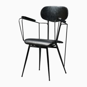 Silla de escritorio italiana negra, años 50