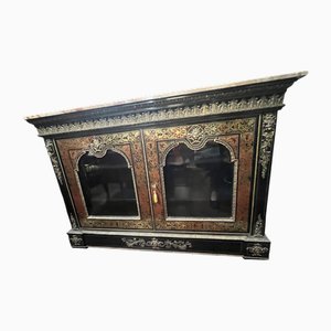 French 900 Sideboard with Two Glass Doors and Marble Top