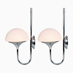 Wall Lights with Opaline Lampshades, 1960s, Set of 2