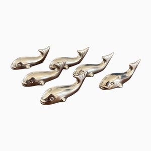 Porte-Couteaux Baleine Vintage en Acier Inoxydable, Set de 6
