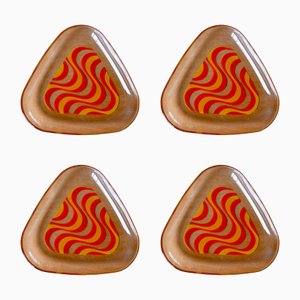 Coppette da dessert Pop Art in vetro arancione, anni '70, set di 4