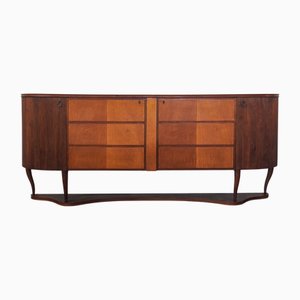 Buffet Mid-Century en Laiton et Noyer
