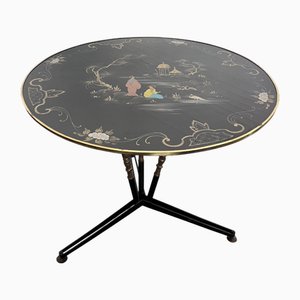 Dining Table with Oriental Motifs and Iron Base, 1950