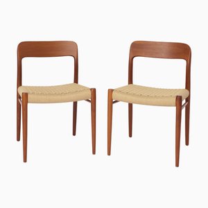 Set of Model 75 Dining Chairs in Teak by Niels Otto Møller for J.L. Møllers, 1950s