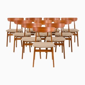 Sedie da pranzo in teak di Farstrup Møbler, Danimarca, anni '60, set di 10