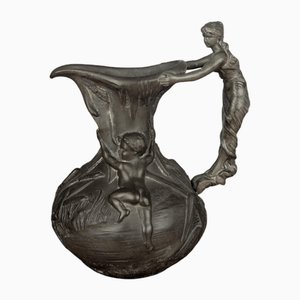 Art Nouveau Pewter Pitcher by Henri Huppé, 1890