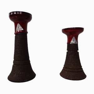 Dänische Lava Keramik Kerzenhalter von Lehmann, 1960er, 2er Set