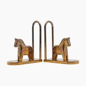 Serre-Livres Cheval en Laiton par Lotta Horn pour Rejmyre Mässingsbruk, Suède, 1990s, Set de 2