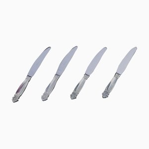 Tafelmesser aus Sterling Silber mit kurzem Griff von Georg Jensen, Acanthus, 1940er, 4er Set