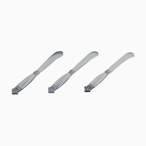 Butter Knives in Sterling Silver from Georg Jensen, Acanthus, 1940s, Set of 3