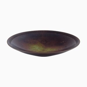 Large Art Deco Circular Bowl in Patinated Bronze from Just Andersen, 1930s
