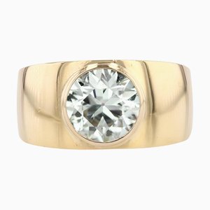 Anillo brazalete francés moderno de oro amarillo de 18 kt con diamantes