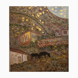 Dondi Schwartz, Two Horses, Italy, 2025, Oil on Canvas