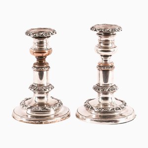 Antique 19th Century George IV Sheffield Telescopic Candleholders, 1825, Set of 2