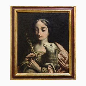 Nach Francisco Solimena, Saint Agnes, Öl auf Leinwand, Gerahmt