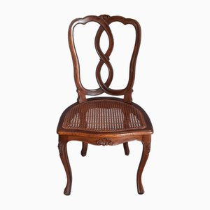 Chaise Style Baroque en Noyer et Paille de Vienne, 1950s