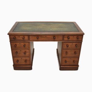 Antiker viktorianischer Leder Schreibtisch, 1860