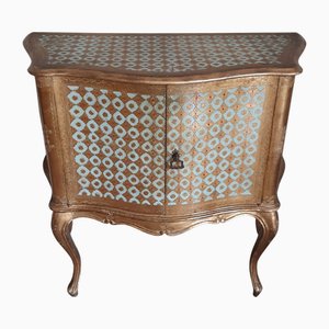 Florentine Style Gold Lacquered Wood Center Cabinet, 1950s