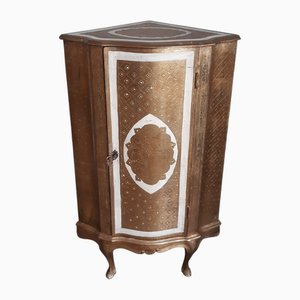 Mueble esquinero estilo florentino lacado en oro, años 50