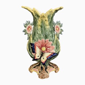 Jugendstil Schmetterlingsvase in Barbotine