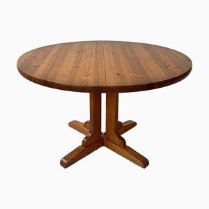 Vintage Pine Round Dining Table, Sweden, 1970s
