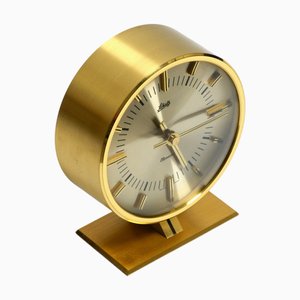 Round Brass Table Clock from Schatz, Germany, 1960s