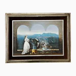 Mihailo Djokovic Tikalo, Surrealist Composition, 1982, Oil on Canvas, Framed