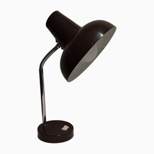 Vintage Brown Metal Desk Lamp with Adjustable Chrome-Plated Spiral Neck, 1970s