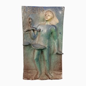 Alto relieve Libra de mayólica vintage, años 60