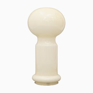 Lámpara de mesa de vidrio blanco, años 70
