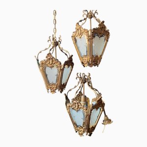 Lampes à Suspension Antique, Italie, 1940s, Set de 3