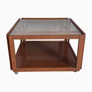 Square Coffee Table in Wood and Glass from Busnelli Modernariato, 1970s