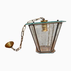 Farol Liberty con incrustaciones de cristal y latón, década de 1900