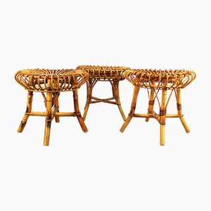 Bamboo Stools, Italy, 1970, Set of 3