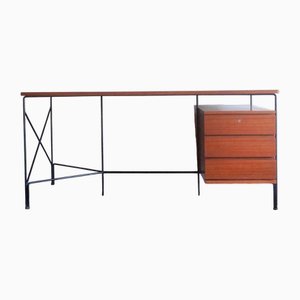 Schreibtisch aus Mahagoni & Lackiertem Metall von ARP - Motte, Mortier & Guariche, Frankreich, 1956