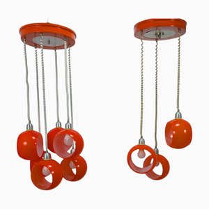 Lampade a sospensione vintage arancioni, anni '70, set di 2