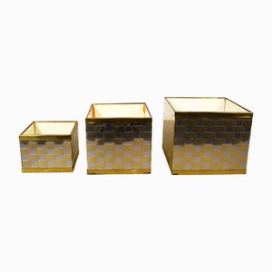 Tris Cachepots in Brass, Italy, 1970, Set of 3