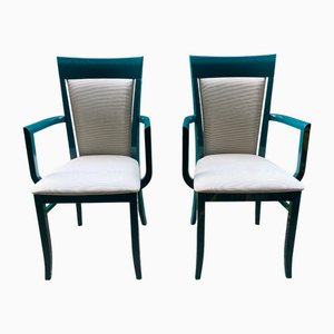 Grün lackierte Art Deco Armlehnstühle von Gebrüder Thonet Vienna Gmbh, 1980er, 2er Set