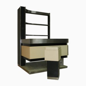 Bar móvil de madera y vinilo de E. Sottsass, años 70. Juego de 2