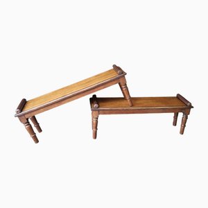 Hallenbänke aus Eiche, 1860, 2er Set