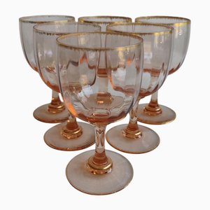 Große Kristallgläser mit Goldrand von Daum, 1930er, 6 . Set