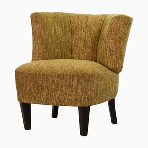 Vintage Dutch Club Chair with Mustard Wool and Oak Legs, 1950s