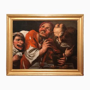 Pietro Della Vecchia, The Alchemists, Oil on Canvas, 17th Century, Framed