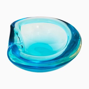 Cuenco Sommerso Mid-Century moderno de cristal de Murano de Flavio Poli para Seguso Vetri Darte, años 60