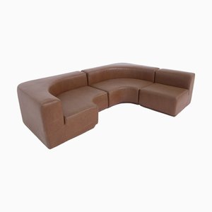 Italienisches Space Age Sofa aus Braunem Skai Kunstleder, Roberto Pamio zugeschrieben, 1970